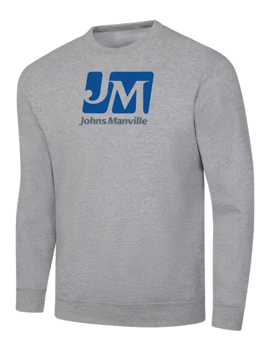 Light Grey Heather 7.8 oz Ring Spun Crew Sweatshirt w/Johns Manville Logo