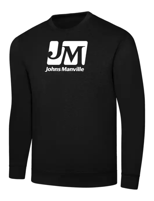 Black 7.8 oz Ring Spun Crew Sweatshirt w/Johns Manville Logo