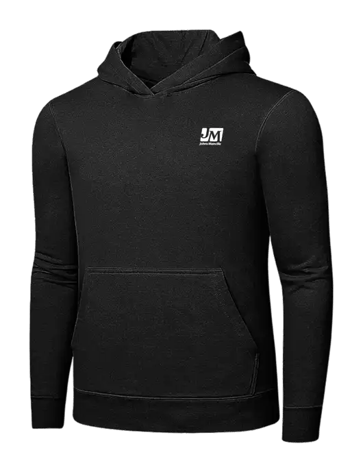 Jet Black 7.8 oz Ring Spun Hooded Sweatshirt w/Johns Manville Logo