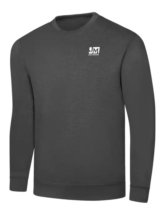 Charcoal 7.8 oz Ring Spun Crew Sweatshirt w/Johns Manville Logo