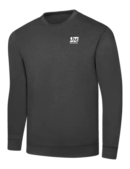 Dark Heather Grey 7.8 oz Ring Spun Crew Sweatshirt w/Johns Manville Logo