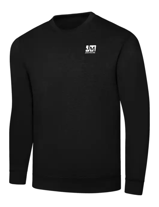 Black 7.8 oz Ring Spun Crew Sweatshirt w/Johns Manville Logo