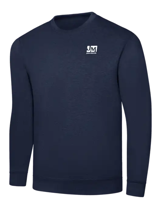 Navy 7.8 oz Ring Spun Crew Sweatshirt w/Johns Manville Logo