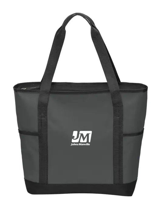 On the Go Charcoal/Black Tote  w/Johns Manville Logo