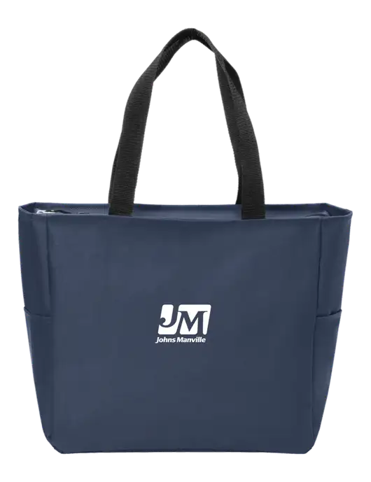 Everyday Navy Zip Tote  w/Johns Manville Logo