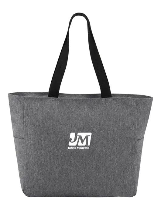 Everyday Heather Grey Zip Tote  w/Johns Manville Logo