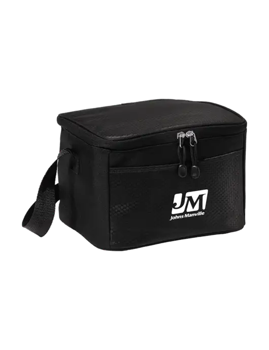 6 Can Black/Black Cube Cooler w/Johns Manville Logo