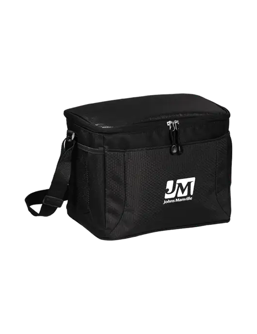 12 Can Black/Black Cube Cooler  w/Johns Manville Logo