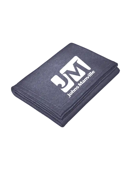 Core Heather Navy Fleece Sweatshirt Blanket w/Johns Manville Logo