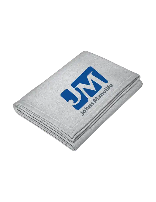 Core Light Grey Heather Fleece Sweatshirt Blanket w/Johns Manville Logo