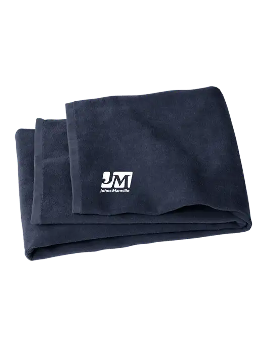 Navy Beach Towel w/Johns Manville Logo