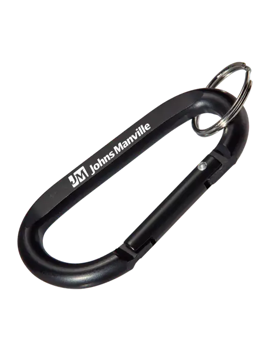 Black Carabiner & Key Ring w/Johns Manville Logo