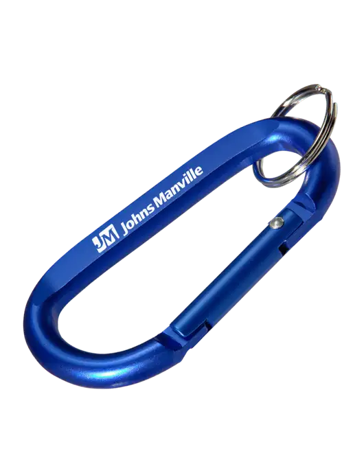 Blue Carabiner & Key Ring w/Johns Manville Logo