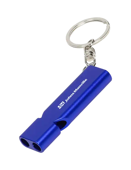Quick Alert Blue Safety Whistle w/Johns Manville Logo