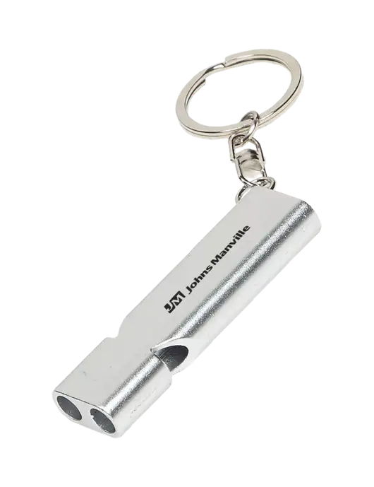 Quick Alert Silver Safety Whistle w/Johns Manville Logo