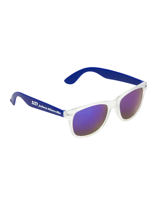 Key West Blue Mirrored Sunglasses w/Johns Manville Logo