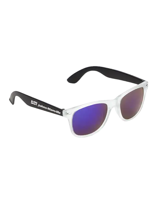Key West Black Mirrored Sunglasses w/Johns Manville Logo