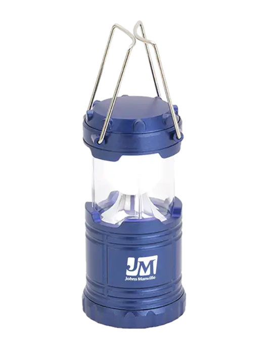 Blue Mini Retro Lantern w/Johns Manville Logo