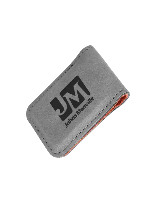 Gray Leatherette Money Clip w/Johns Manville Logo