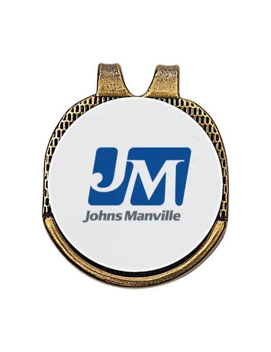 Antique Gold Hat Clip w/Golf Ball Marker w/Johns Manville Logo