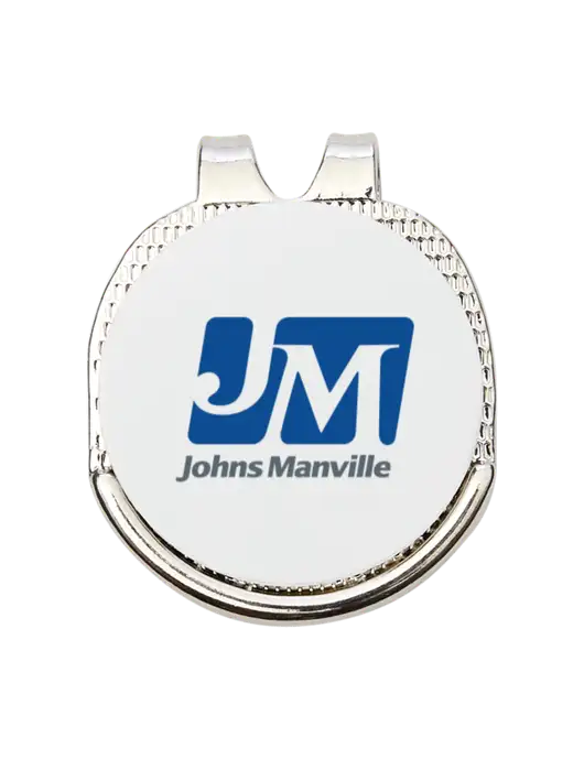 Antique Silver Hat Clip w/Golf Ball Marker w/Johns Manville Logo