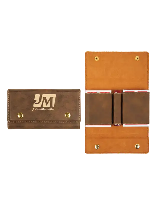Rustic Leatherette Card & Dice Set w/Johns Manville Logo