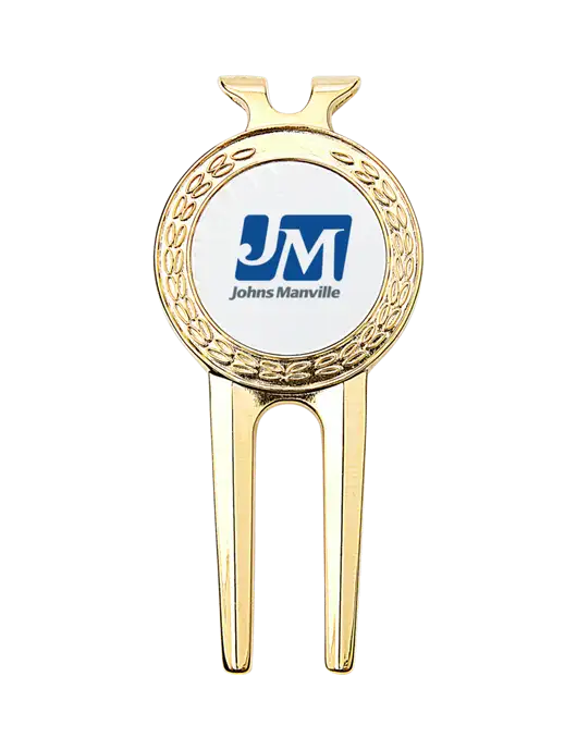 Gold Divot Tool, 1.5 x 3 w/Johns Manville Logo