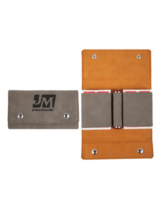 Grey Leatherette Card & Dice Set w/Johns Manville Logo