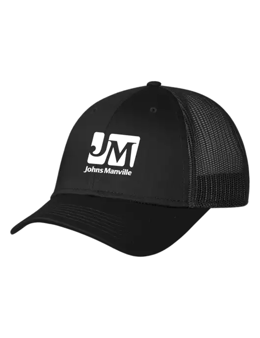 Black Mesh Trucker Cap Snap Back w/Johns Manville Logo