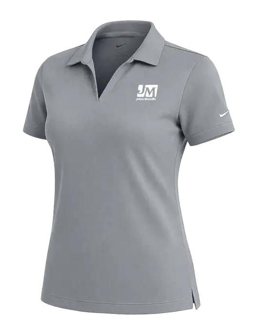 NIKE Medium Grey Womens Dri-Fit Micro Pique Polo w/Johns Manville Logo