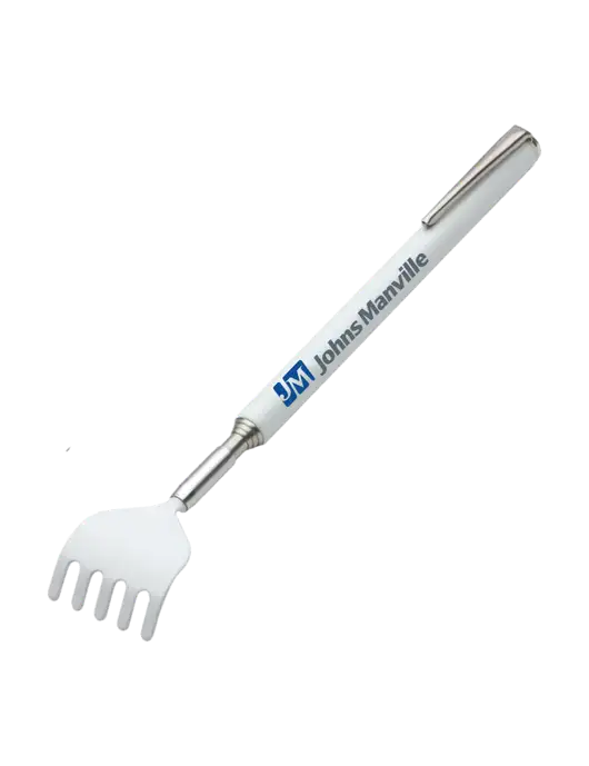 Telescopic White Back Scratcher w/Johns Manville Logo