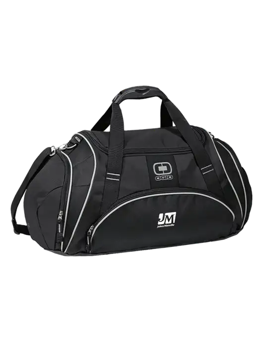 OGIO Black Crunch Duffel
 w/Johns Manville Logo