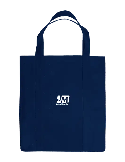 Eco Reusable Jumbo Navy Blue Shopping Bag w/Johns Manville Logo