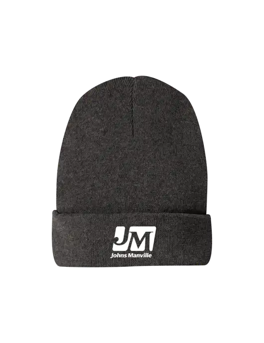 Recycled Charcoal Heather Beanie w/Johns Manville Logo