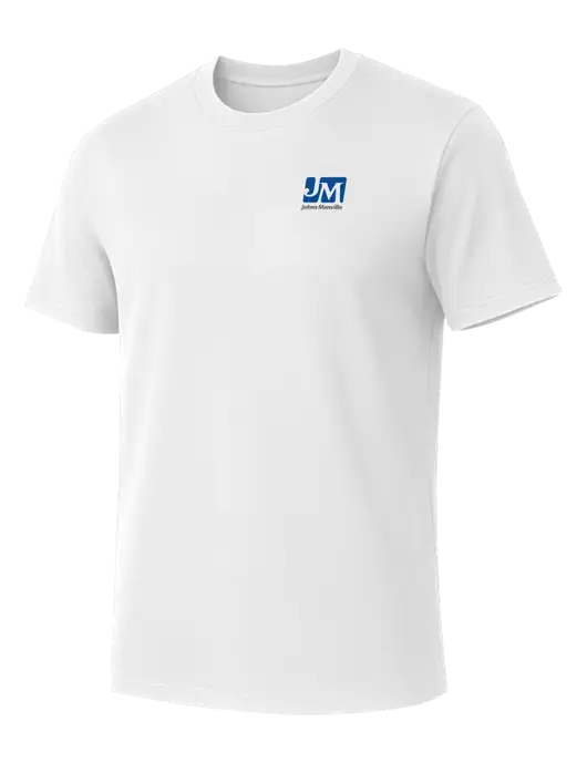 Allmade Bright White Organic Cotton Tee w/Johns Manville Logo