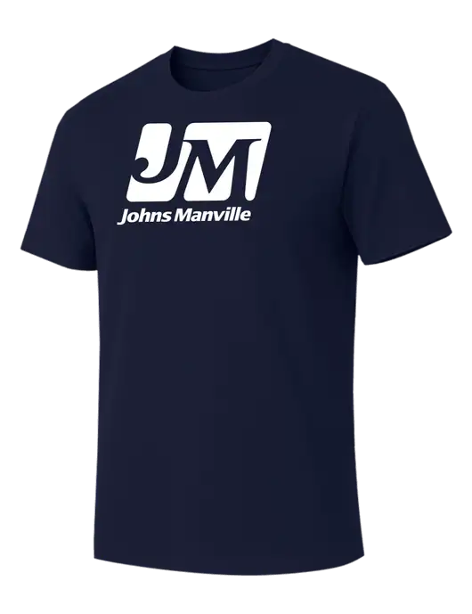 Allmade Dark Navy Organic Cotton Tee w/Johns Manville Logo