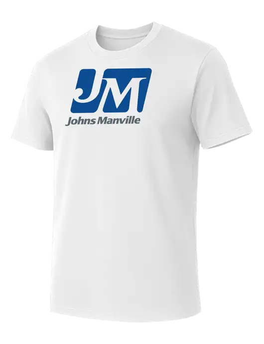 Allmade Bright White Organic Cotton Tee w/Johns Manville Logo