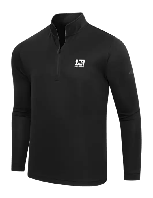 Adidas Black Lightweight Quarter Zip Pullover w/Johns Manville Logo