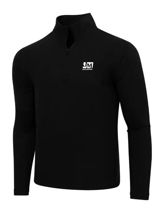 Adidas  Black Melange 3 Stripes Quarter Zip Sweater w/Johns Manville Logo