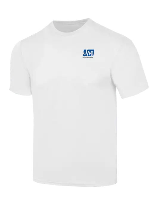 Simply Soft White 4.5oz  Poly/Combed Ring Spun Cotton T-Shirt w/Johns Manville Logo