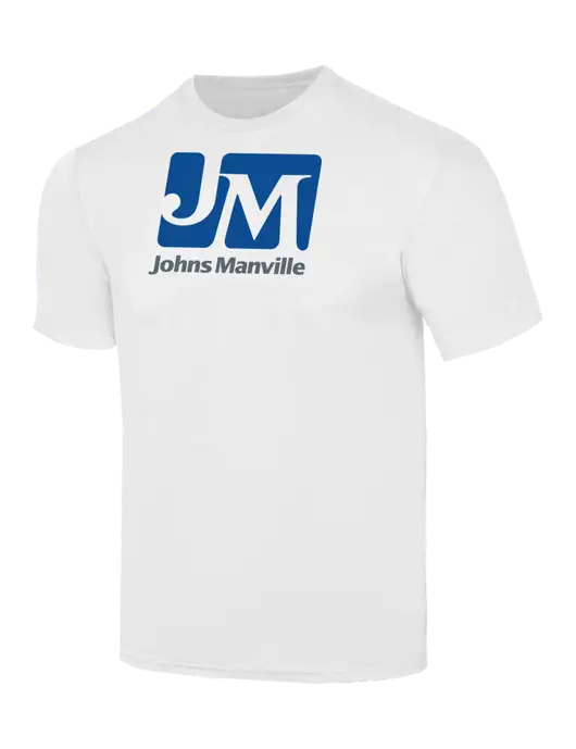 Simply Soft White 4.5oz  Poly/Combed Ring Spun Cotton T-Shirt w/Johns Manville Logo