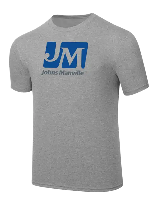 Simply Soft Heathered Light Grey 4.5oz  Poly/Combed Ring Spun Cotton T-Shirt w/Johns Manville Logo