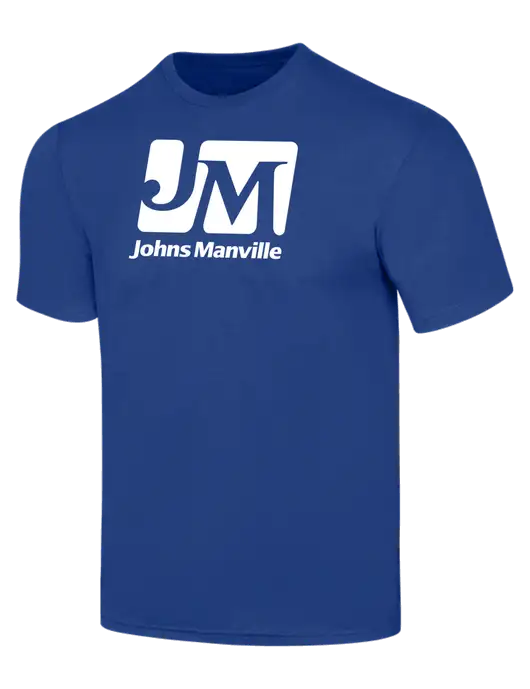 Simply Soft Dark Royal 4.5oz  Poly/Combed Ring Spun Cotton T-Shirt w/Johns Manville Logo
