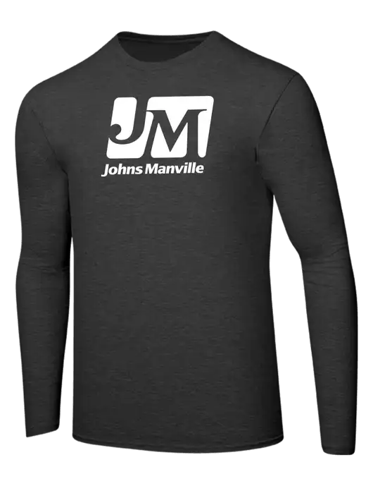 Ring Spun Dark Heather Grey 4.5 oz Long Sleeve T-Shirt w/Johns Manville Logo