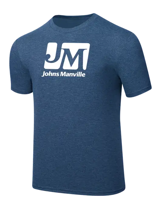 Simply Soft Heathered Navy 4.5oz  Poly/Combed Ring Spun Cotton T-Shirt w/Johns Manville Logo