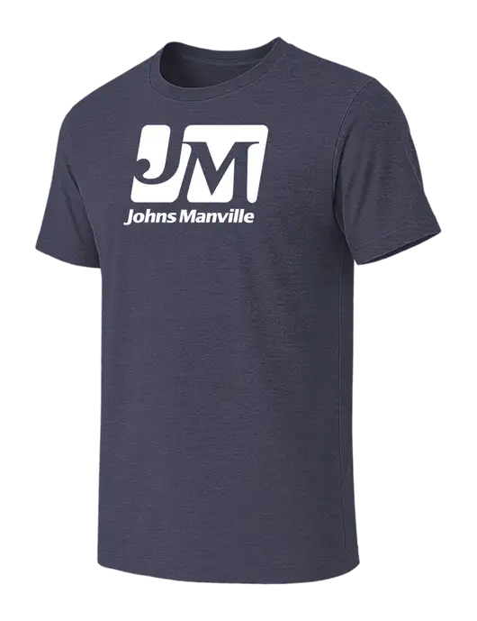 BELLA+CANVAS Heather Navy CVC Short Sleeve Tee w/Johns Manville Logo