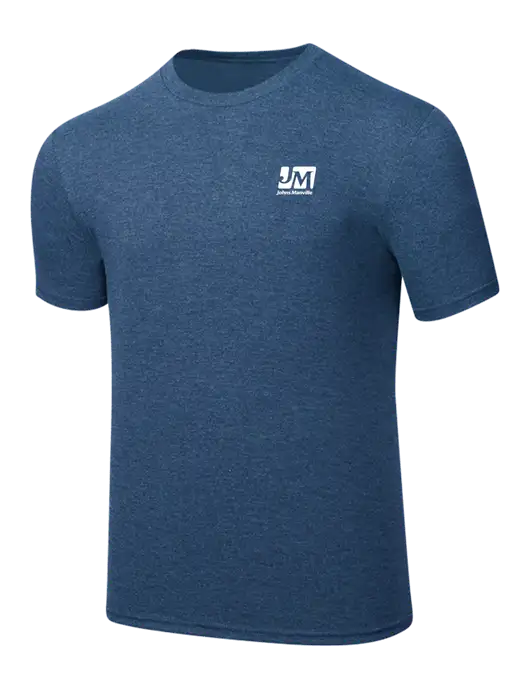 Simply Soft Heathered Navy 4.5oz  Poly/Combed Ring Spun Cotton T-Shirt w/Johns Manville Logo