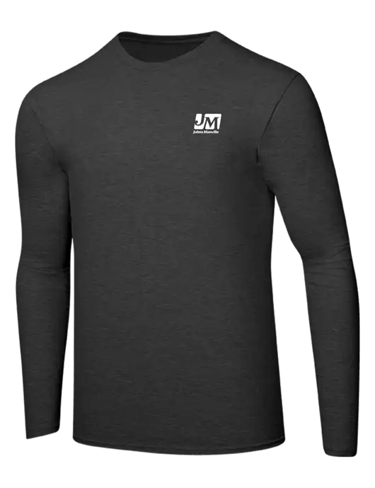 Ring Spun Dark Heather Grey 4.5 oz Long Sleeve T-Shirt w/Johns Manville Logo