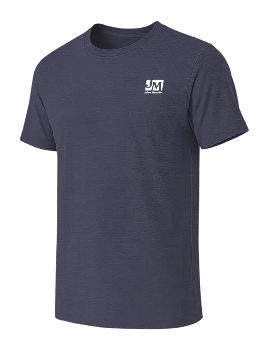 BELLA+CANVAS Heather Navy CVC Short Sleeve Tee w/Johns Manville Logo