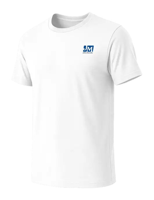 BELLA+CANVAS White Blend CVC Short Sleeve Tee w/Johns Manville Logo